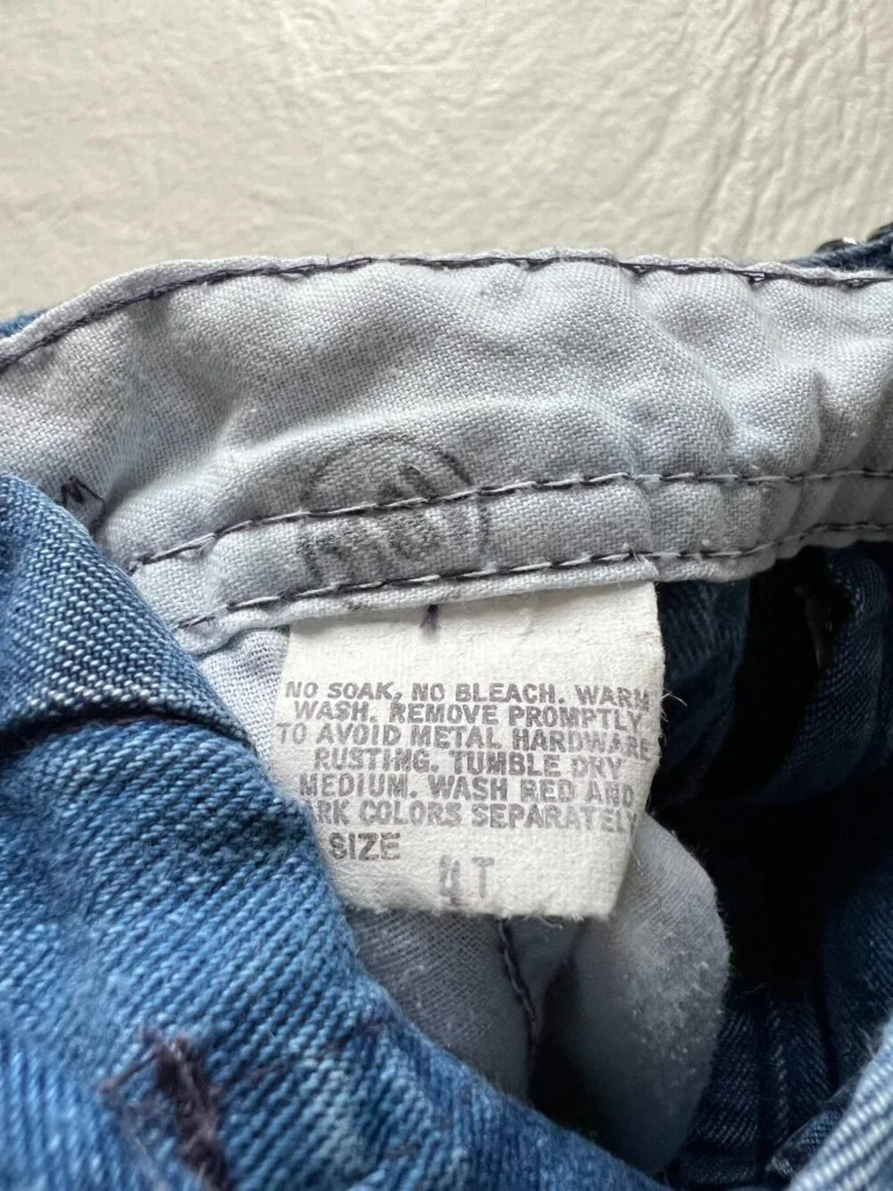 Vintage OshKosh B'gosh overalls 4T 4 T blue denim woven check plaid made in USA